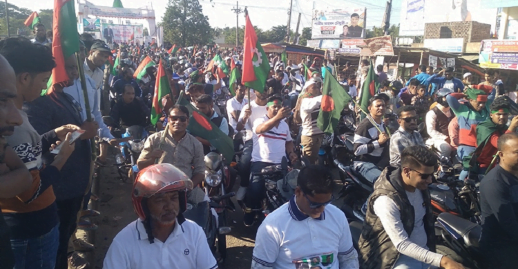 ৮ হাজার মোটরসাইকেল বহর সিলেটে সুনামগঞ্জ থেকে