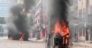 ঢাকা: মিরপুরে সেনাবাহিনী ও পুলিশের গাড়িতে আগুন