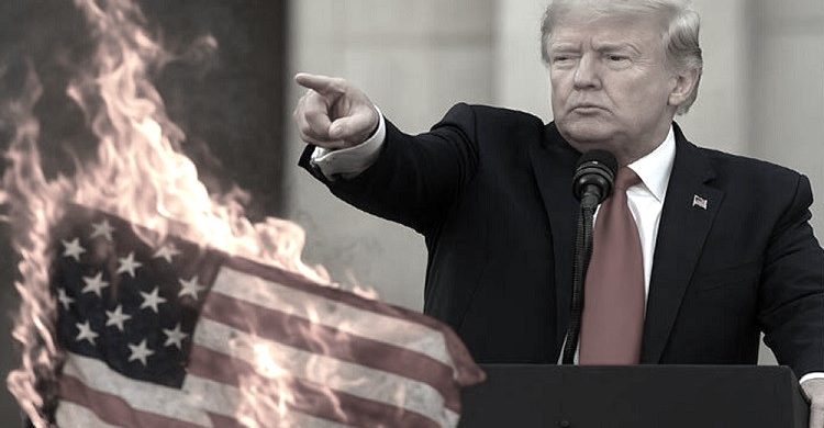 যুক্তরাষ্ট্রের পতাকা পোড়ানোর শাস্তি ভিসা বাতিলসহ আরও যে নির্দেশ দিলেন ট্রাম্প